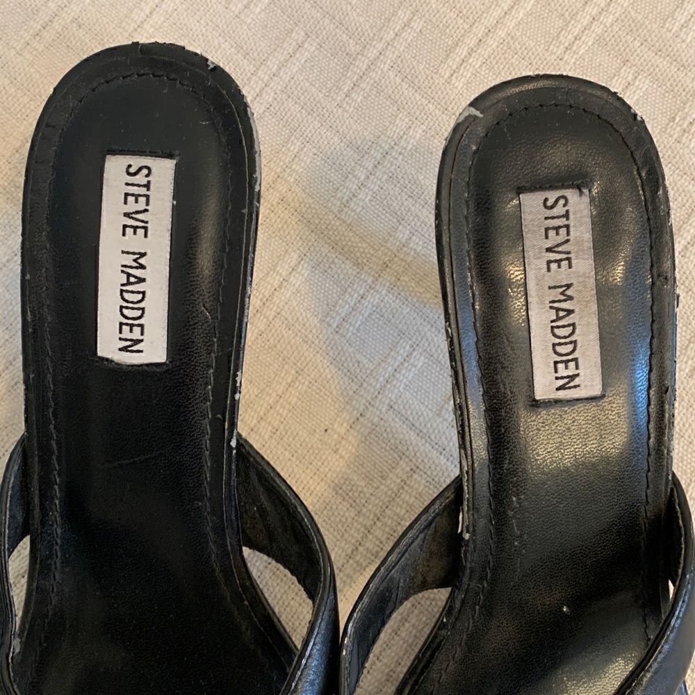 Steve Madden Black Leather Heels - Picture 5 of 9